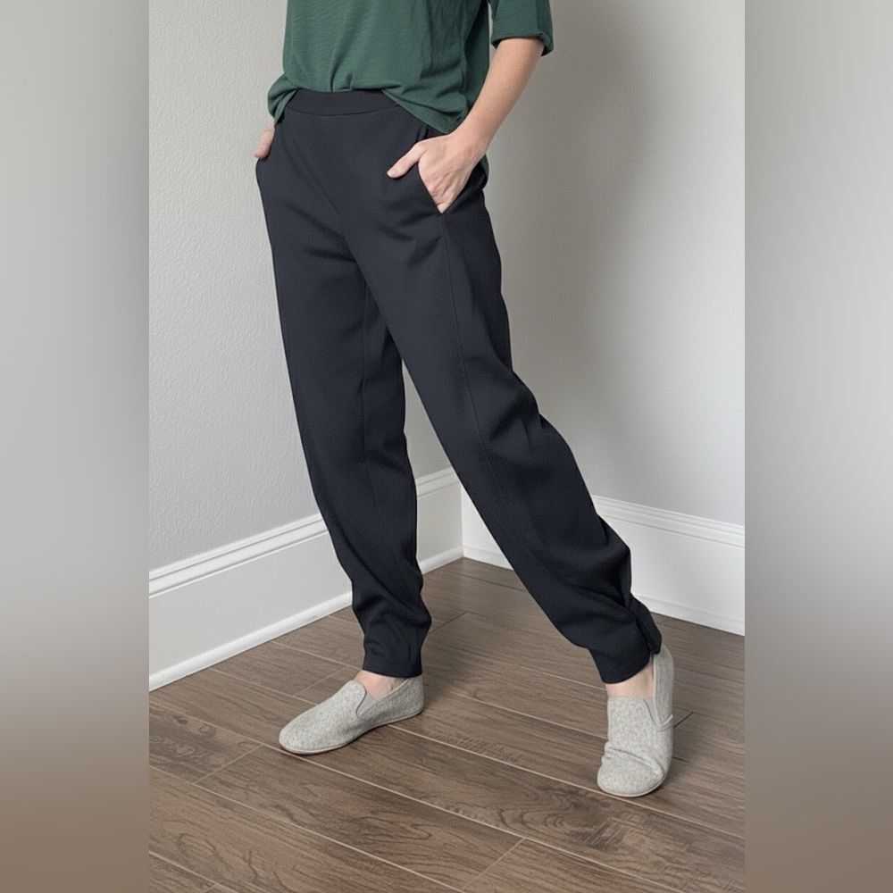 Eileen Fisher Black Crepe Snap Ankle Pants Size Small NWT